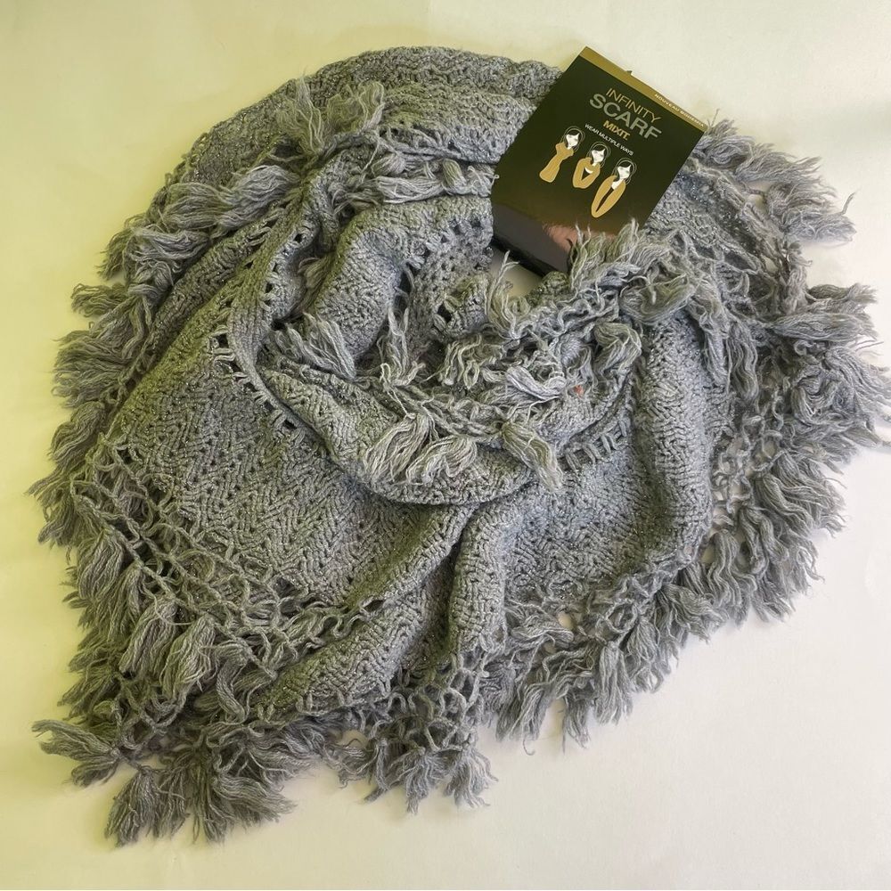 Mixit Gray Fringe Infinity Scarf